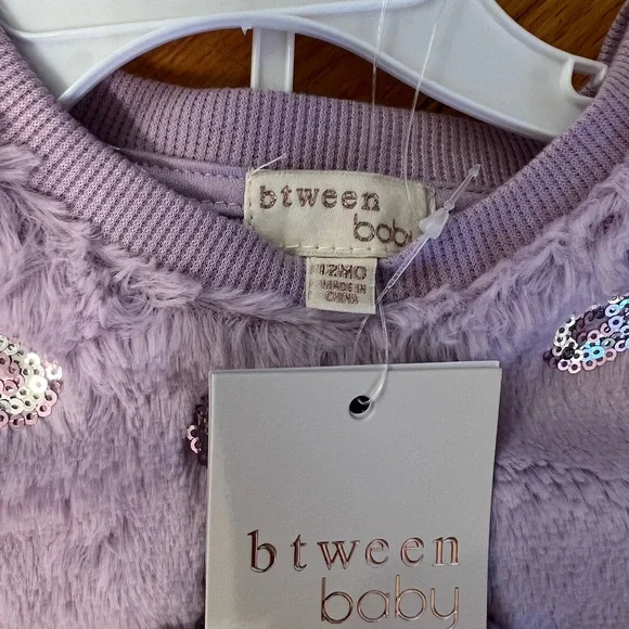 btween sequin bows sweatshirt soft and fuzzy and pants with headband outfit set - Picture 3 of 4